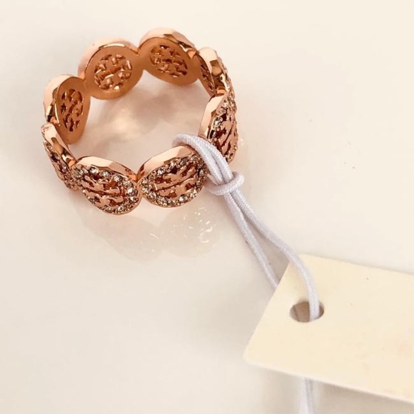 NWT Tory Burch Miller Swarovski Crystal Pave Ring Rose Gold Rtl $215 - Picture 5 of 7
